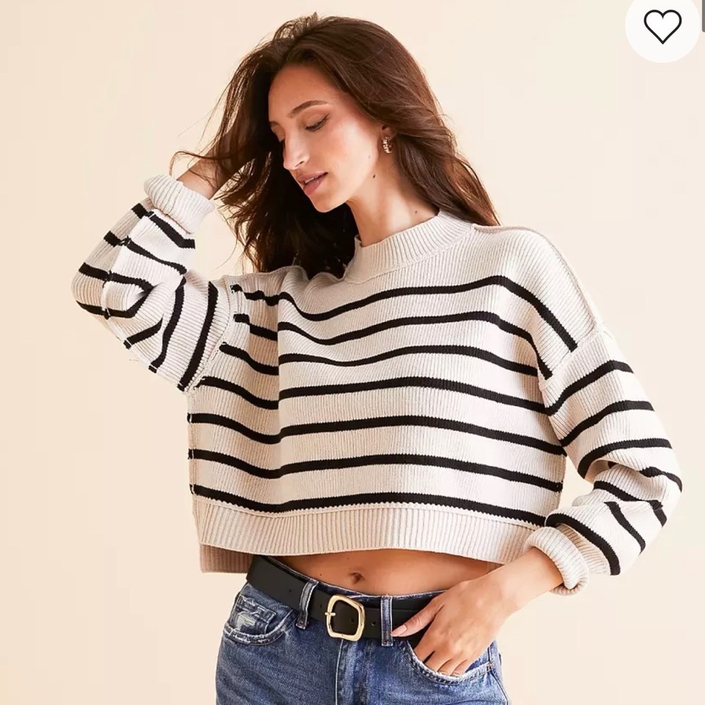 NWT free people striped easy street cropped sweater